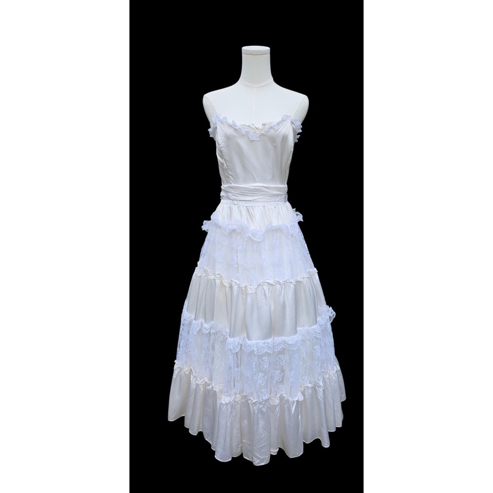 Vtg GUNNE SAX Dress BY JESSICA MCCLINTOCK Gown, Lace, Tiers, Romantic, PRAIRIE - Picture 7 of 16